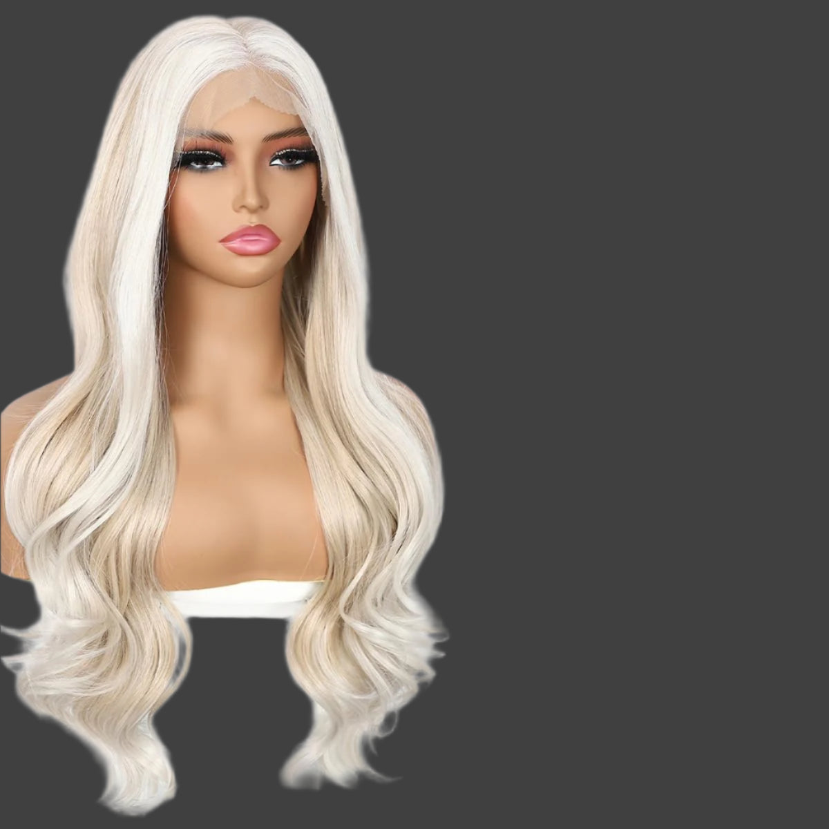 AKA: MARCI non rooted. Blonde Lace Front Wig for Women 13x4 Body Wave Synthetic Wigs Highlight Pre-plucked Long Wavy 150% Density Natural Heat Resistant Hair Daily Use 26 Inch