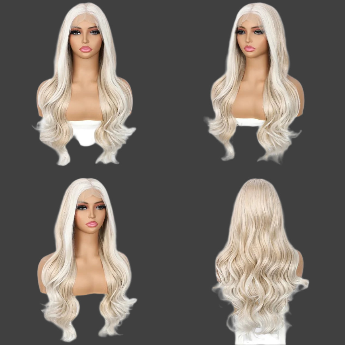 AKA: MARCI non rooted. Blonde Lace Front Wig for Women 13x4 Body Wave Synthetic Wigs Highlight Pre-plucked Long Wavy 150% Density Natural Heat Resistant Hair Daily Use 26 Inch