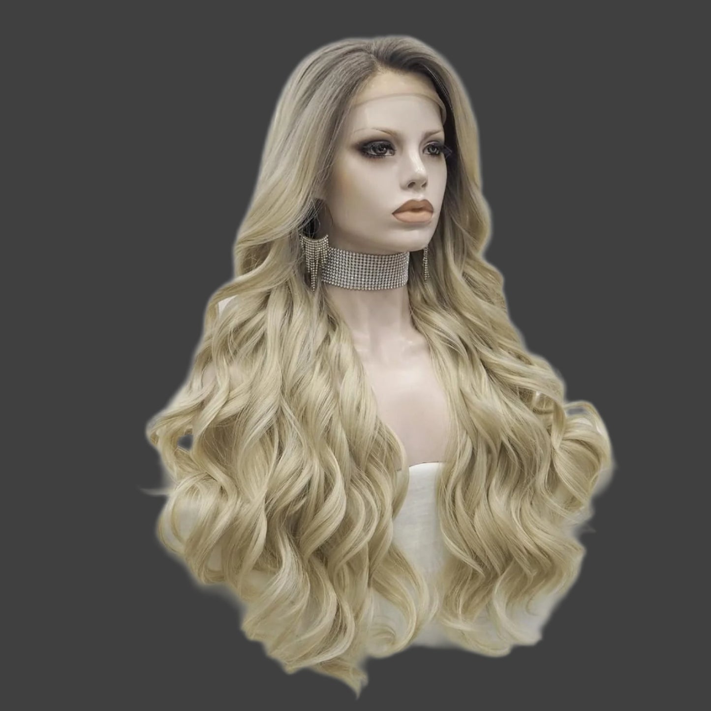 Ombre Blonde Lace Front Wigs Long Wavy Synthetic Hair Wig for Women Thick Soft Heat Resistant Hair Wig With Natural Hairline Part Freely 26 Inch