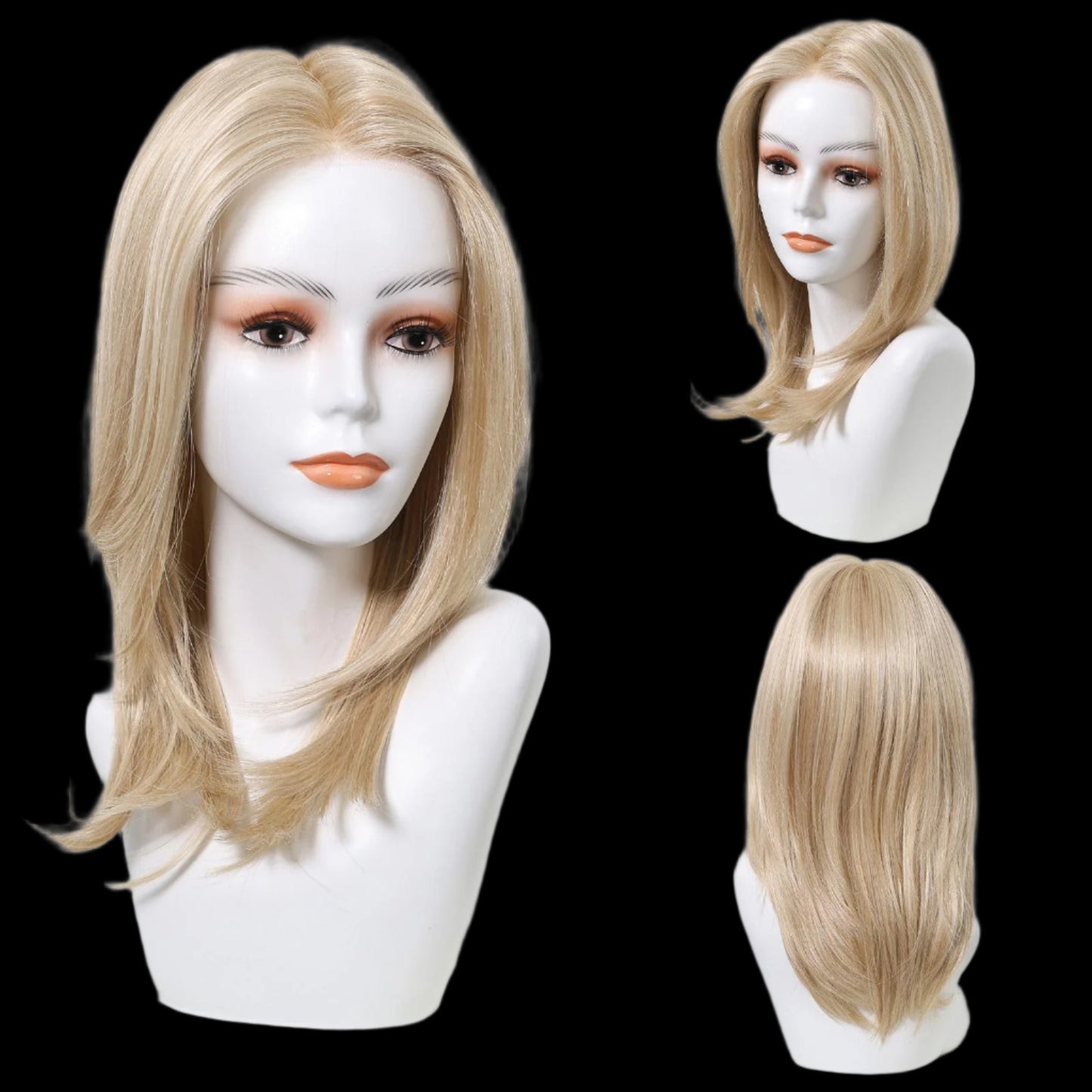 AKA; GIA BLOND NON ROOTED. Mono Top Synthetic Lace Front Wig for Women Layered Hair Light Blonde