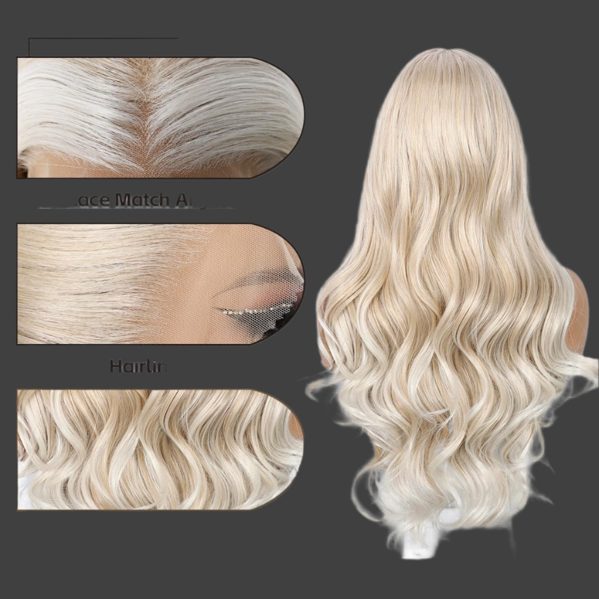 AKA: MARCI non rooted. Blonde Lace Front Wig for Women 13x4 Body Wave Synthetic Wigs Highlight Pre-plucked Long Wavy 150% Density Natural Heat Resistant Hair Daily Use 26 Inch