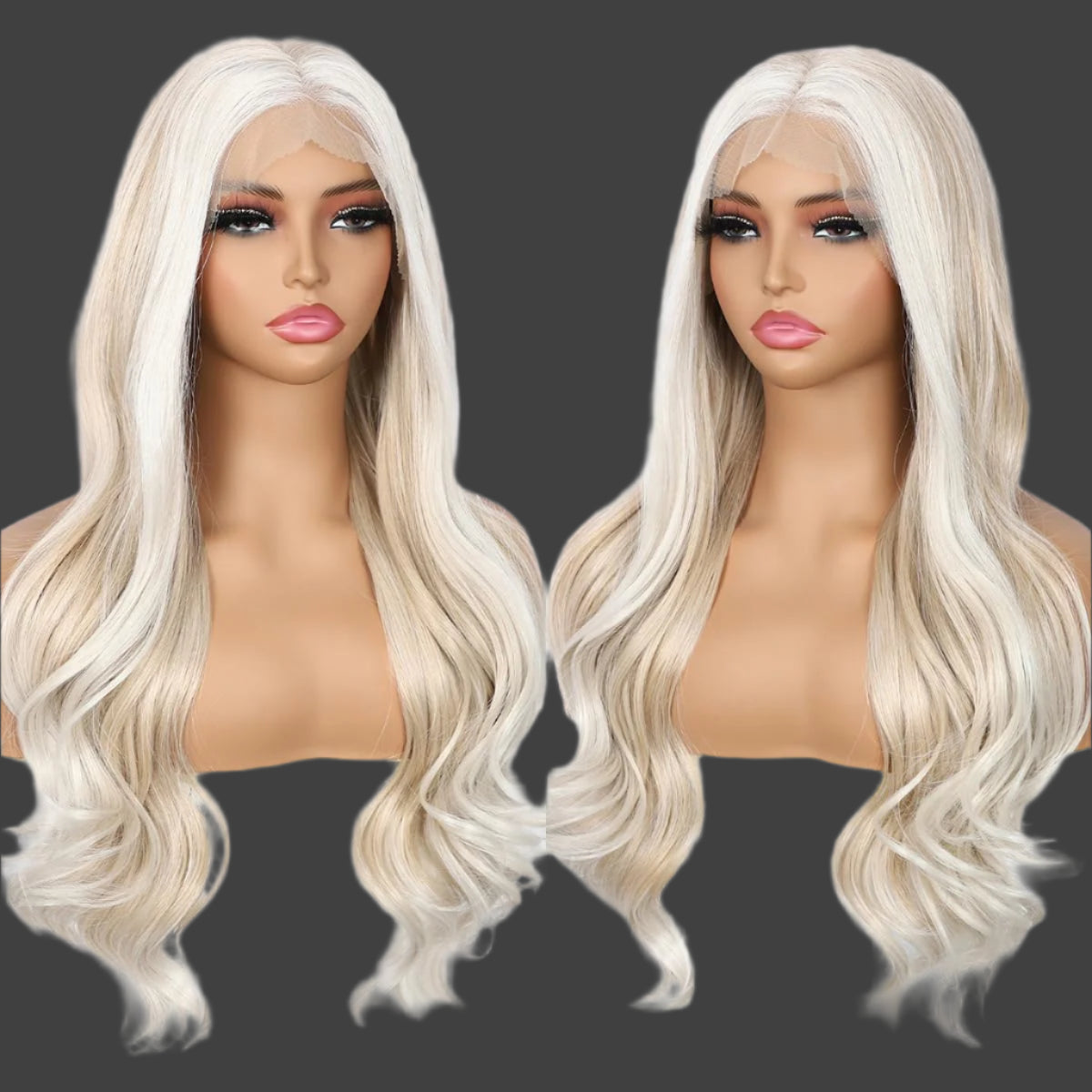 AKA: MARCI non rooted. Blonde Lace Front Wig for Women 13x4 Body Wave Synthetic Wigs Highlight Pre-plucked Long Wavy 150% Density Natural Heat Resistant Hair Daily Use 26 Inch