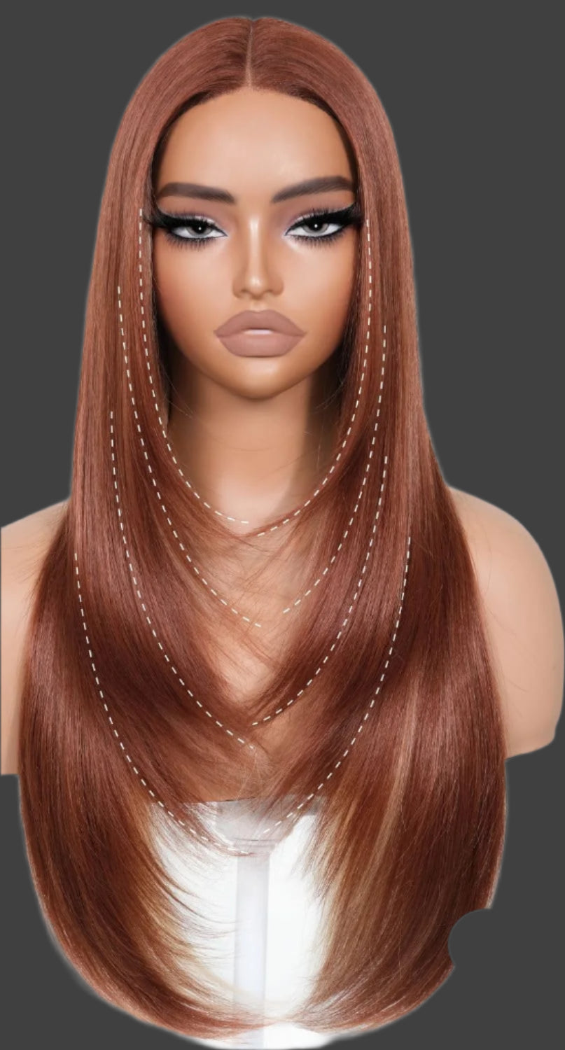 Ombre Blonde Wear and Go Glueless Wigs Pre Plucked Pre Cut for Beginners Synthetic Lace Front Wigs With Bangs Blonde Long Layered Straight Wigs 26 Inch 3 Seconds to Wear for Beginners