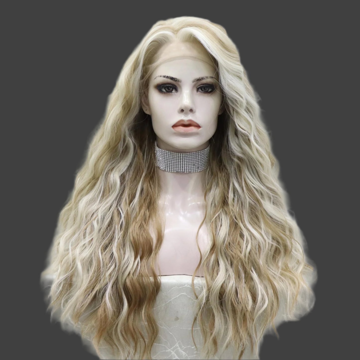 AKA CANDACE. Long Brown Blonde Wigs: 13x4 Synthetic Lace Front Wig, Highlight Blonde Curly Wig Hair Heat Resistant Fiber Natural Hairline Daily Wig 24Inches (Brown Blonde)