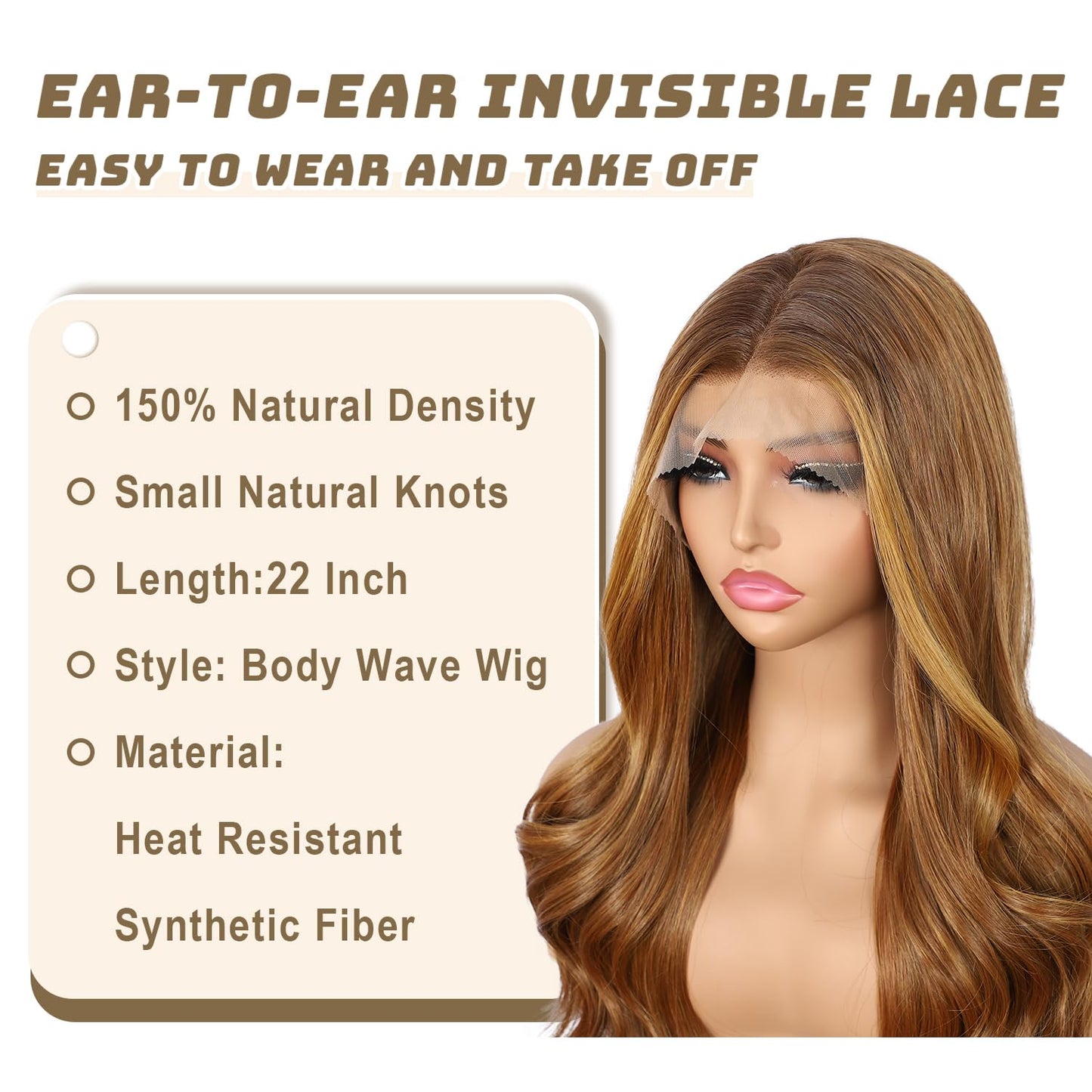 AKA TAURUS. Honey Blonde Lace Front Wig 13x4 Pre Plucked Body Wave Synthetic Lace Front Wig for Women Highlight Heat Resistant Hair 22 Inch Daily Use