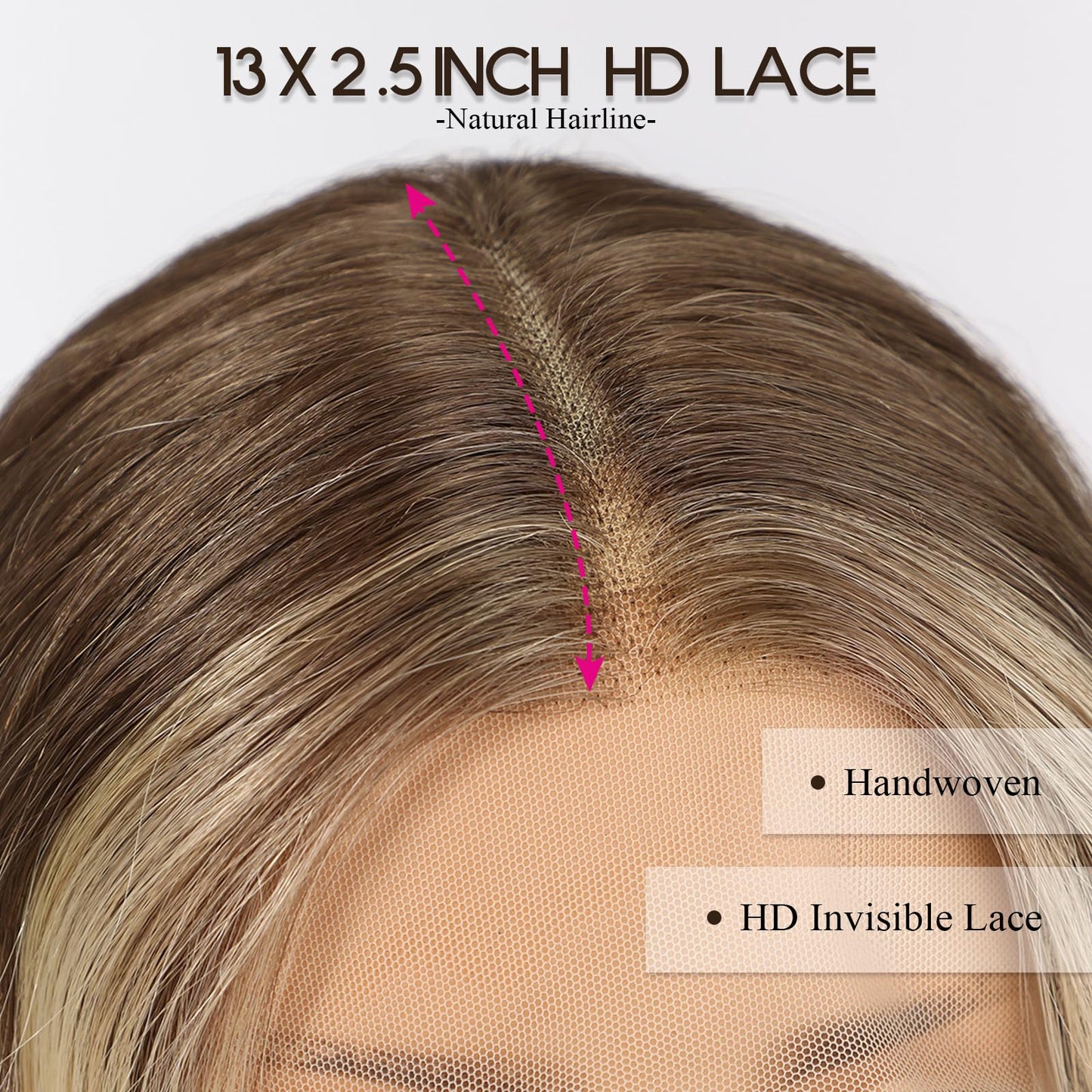 Long Ombre Blonde Lace Front Wig for Women,25 Inch Natural Wavy Daily Hair Synthetic Lace Wigs Middle Part,Hand Tied/Longlife/Lightweight
