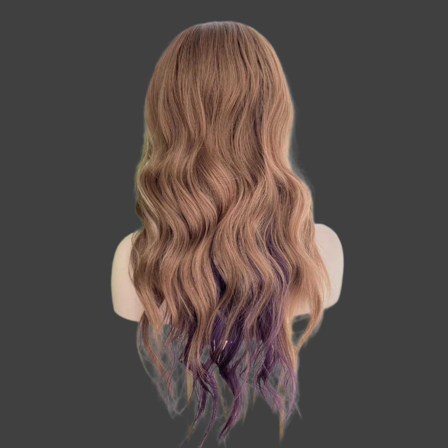 Honey Blonde Wigs Highlight Blonde and Purple 13x4 Synthetic Fiber Lace Front Wig Long Loose Body Wave 20Inch Pre Plucked Hairline for Women