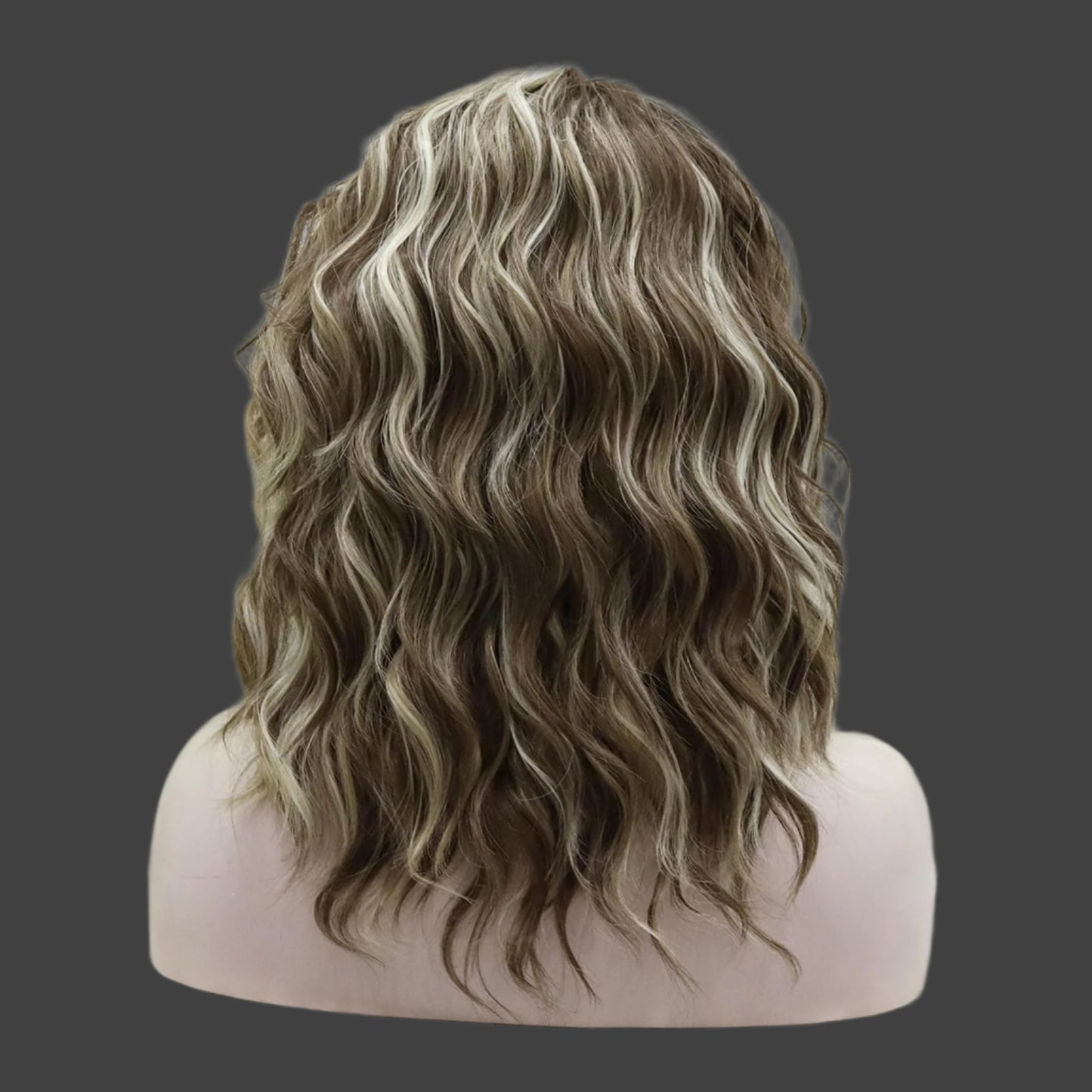 AKA TAMMY. Synthetic Lace Front Wigs: Brown Highlight Ash Blonde 13*2 Inches Lace Front Wig, Short Bob Curly Wigs Synthetic Hair 16 Inches Wig Free Part with Natural Hairline Shoulder Length (Blonde Brown)