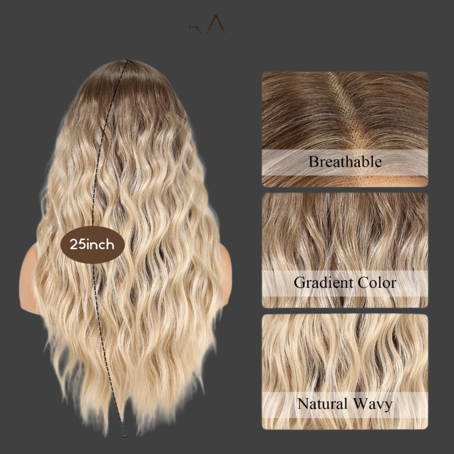Long Ombre Blonde Lace Front Wig for Women,25 Inch Natural Wavy Daily Hair Synthetic Lace Wigs Middle Part,Hand Tied/Longlife/Lightweight
