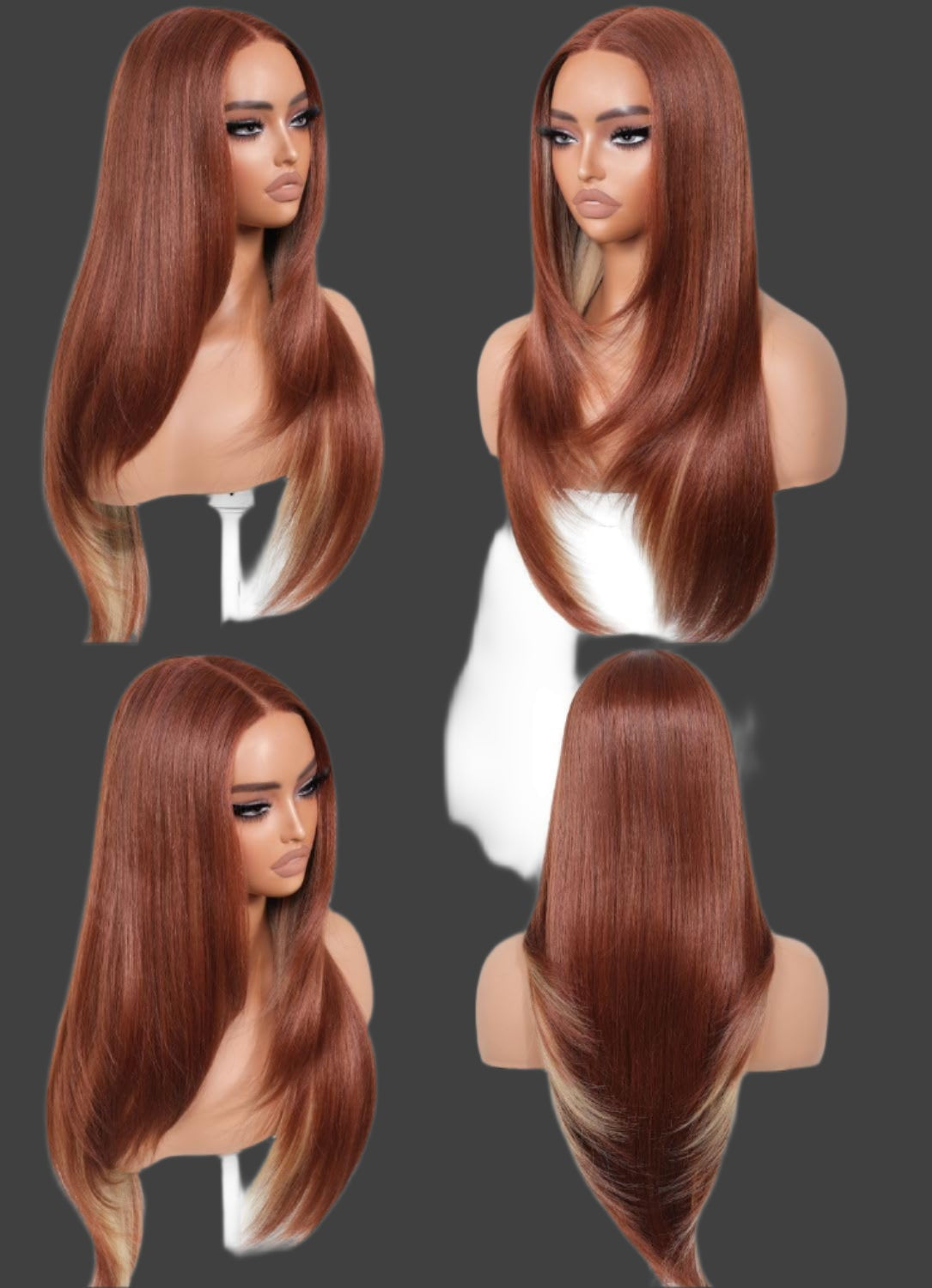 Ombre Blonde Wear and Go Glueless Wigs Pre Plucked Pre Cut for Beginners Synthetic Lace Front Wigs With Bangs Blonde Long Layered Straight Wigs 26 Inch 3 Seconds to Wear for Beginners