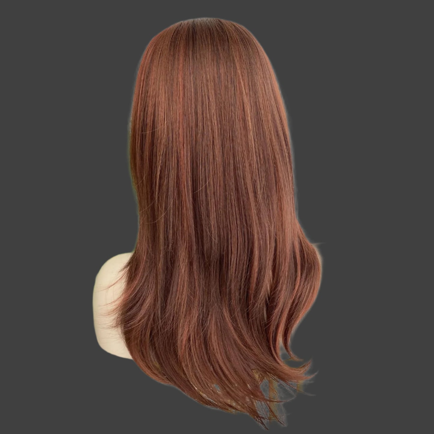 AKA BOONE COPPER. Copper Orange Red Wig Mixed Brown Highlight Long Layered Shoulder Length 13x4 Synthetic Fiber Lace Front Wig 18Inch Pre Plucked Hairline for Women