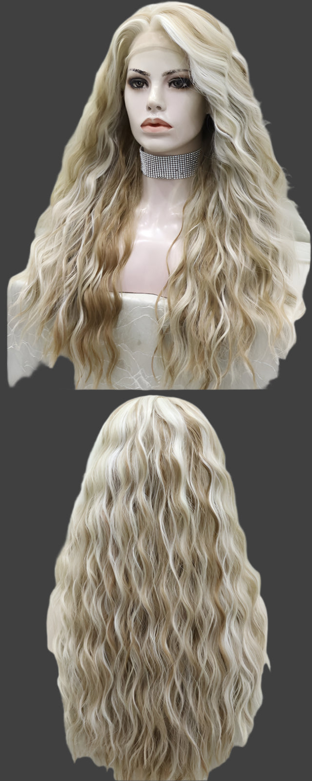 AKA CANDACE. Long Brown Blonde Wigs: 13x4 Synthetic Lace Front Wig, Highlight Blonde Curly Wig Hair Heat Resistant Fiber Natural Hairline Daily Wig 24Inches (Brown Blonde)
