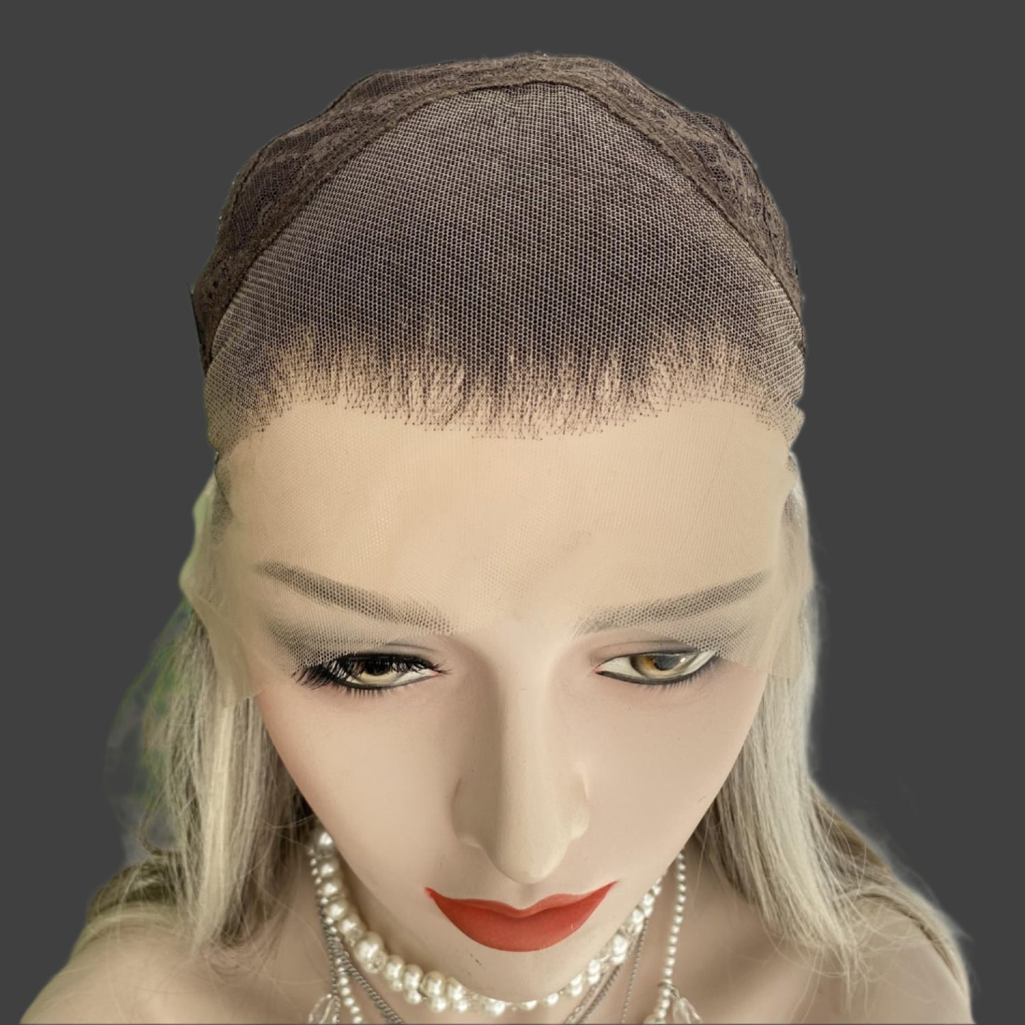 AKA: SAM. Pastel Brown Wigs Highlight Blonde with Curtain Bangs 13x4 Lace Front Wig Long Natural Wavy Synthetic Fiber 20Inch Pre Plucked Hairline for Women