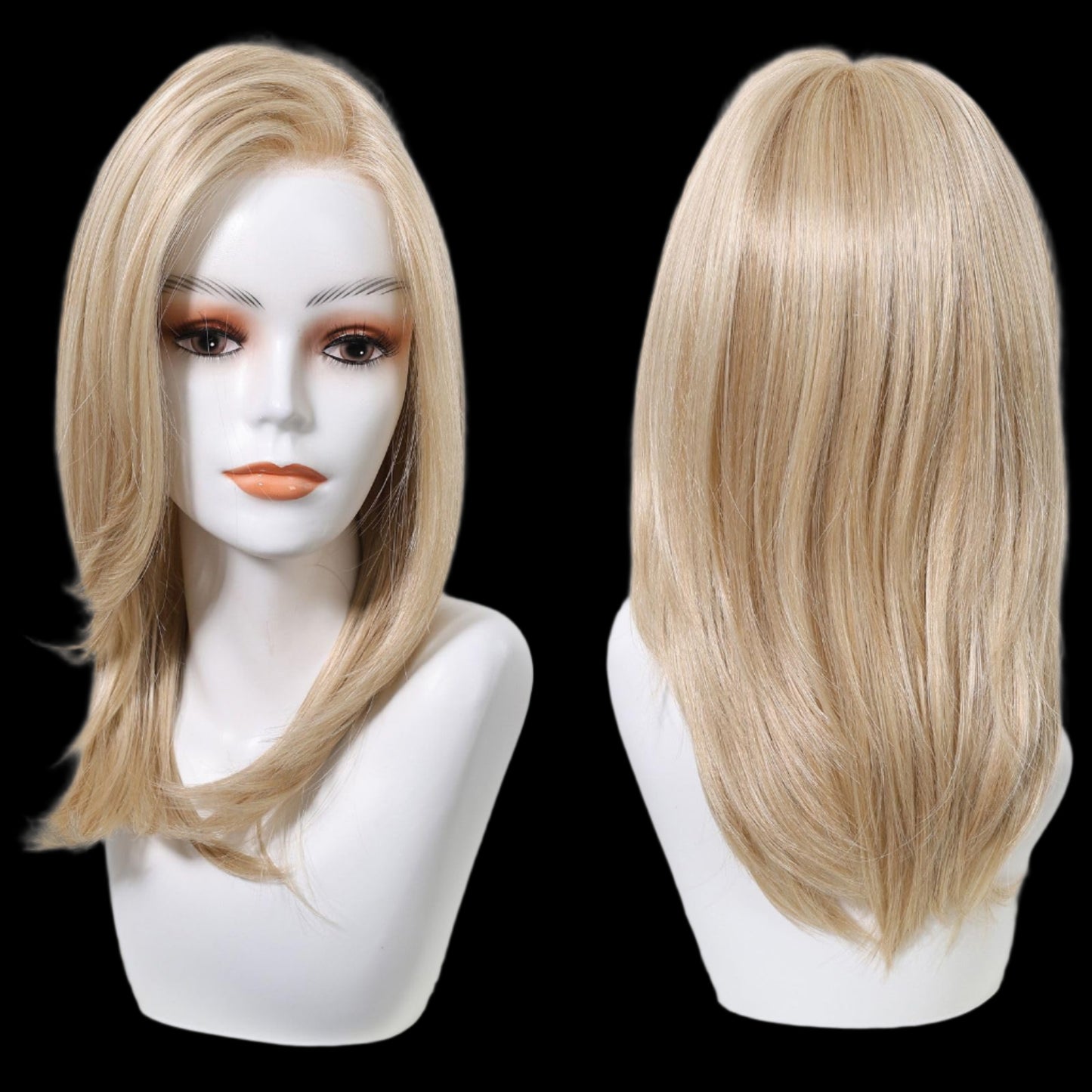 AKA; GIA BLOND NON ROOTED. Mono Top Synthetic Lace Front Wig for Women Layered Hair Light Blonde
