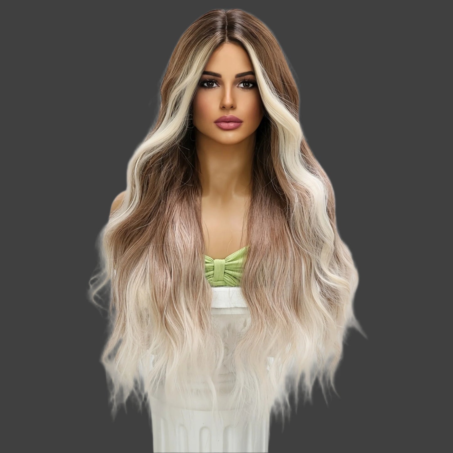 AKA; MACEY. High-Quality Platinum Blonde Body Wave Wig | Heat Resistant Synthetic Lace Front Hair | Vibrant Color, Natural Flowing Waves | Women'S Long Hairstyle