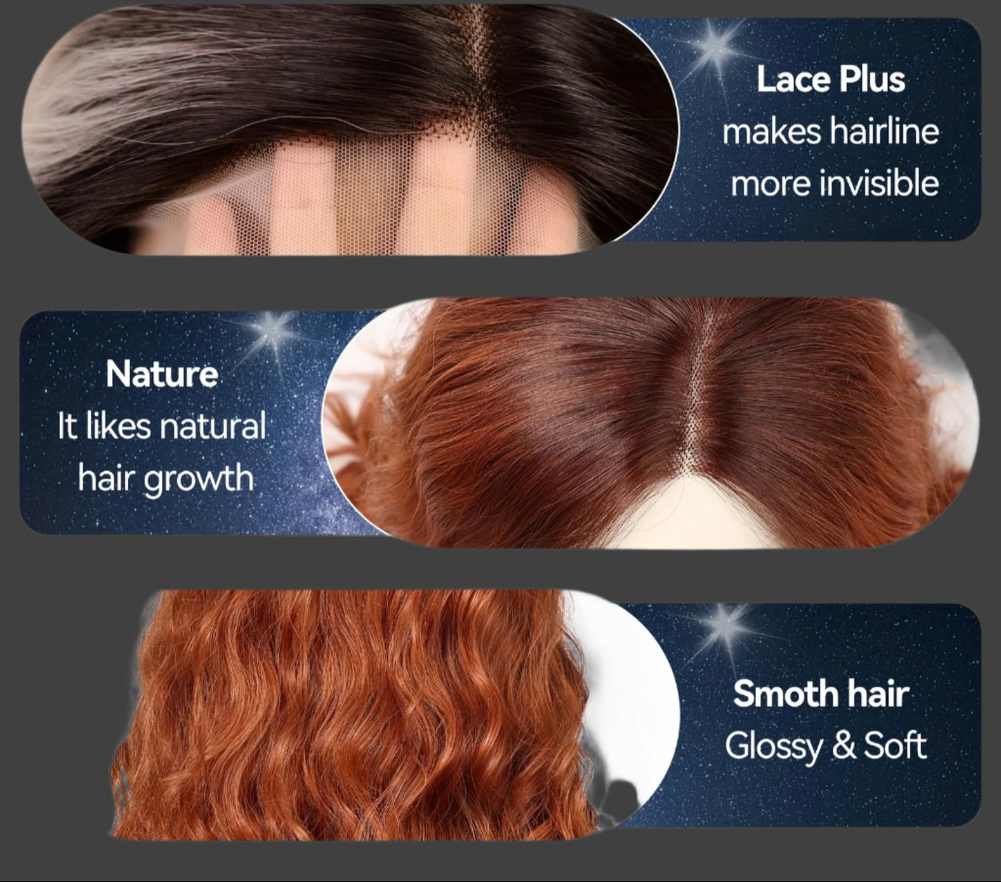 13x4 Auburn Side Parting Long Curly Wave Wigs HD Lace Front Wig Pre Plucked Heat Resistant Synthetic Wigs For Women 26inch