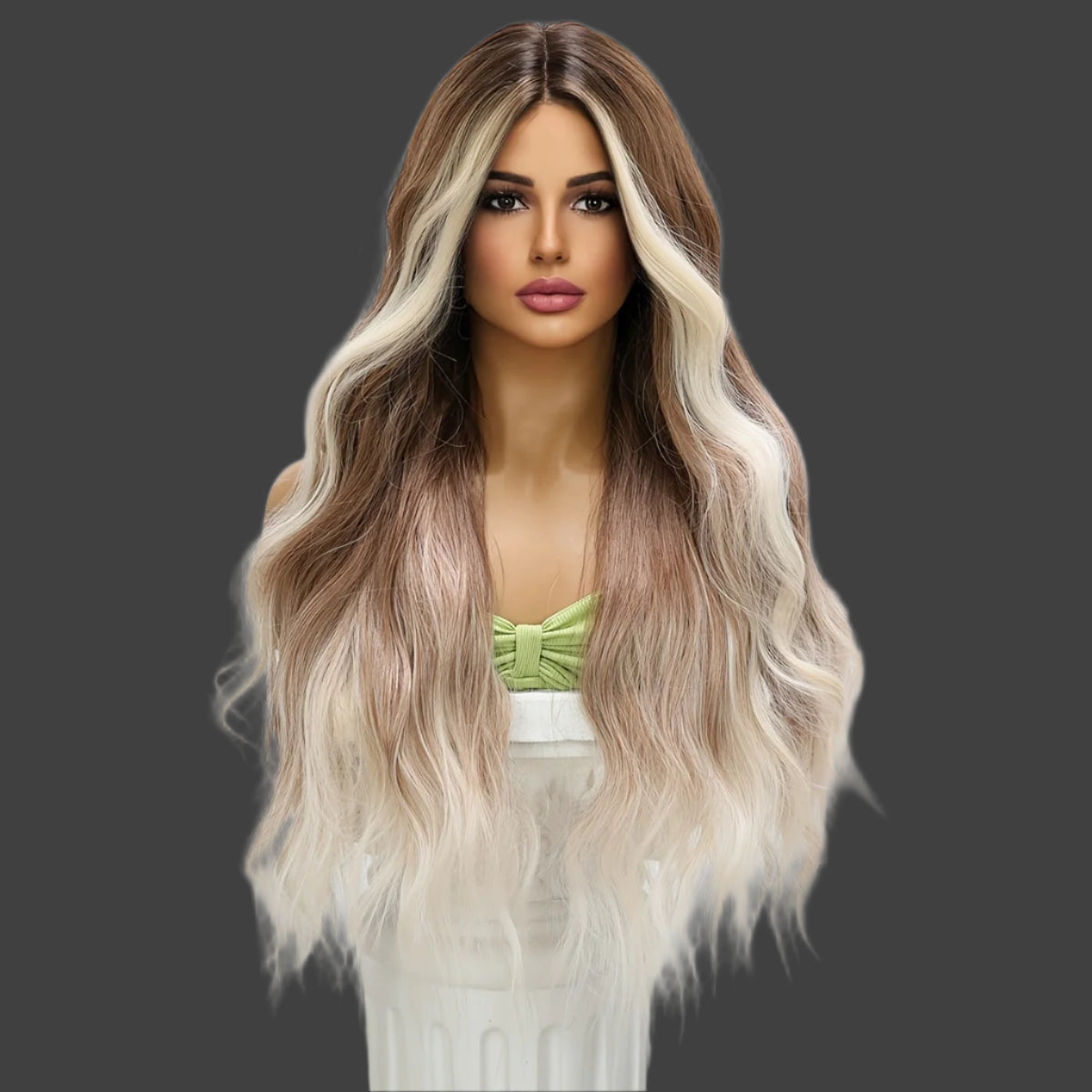 AKA;  MACEY.  High-Quality Platinum Blonde Body Wave Wig | Heat Resistant Synthetic Lace Front Hair | Vibrant Color, Natural Flowing Waves | Women'S Long Hairstyle