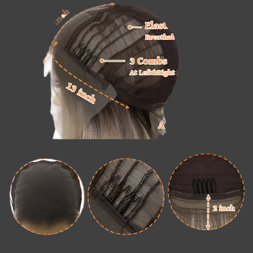AKA:  LYDIA FALL AND LYDIA BLONDE.  13×6 Straight Synthetic Lace Front WigHighlight Wig Ombre Platinum Blonde Wigs with Brown Pre-plucked Hairline Heat Resistant Wig for Daily Use 26 Inches