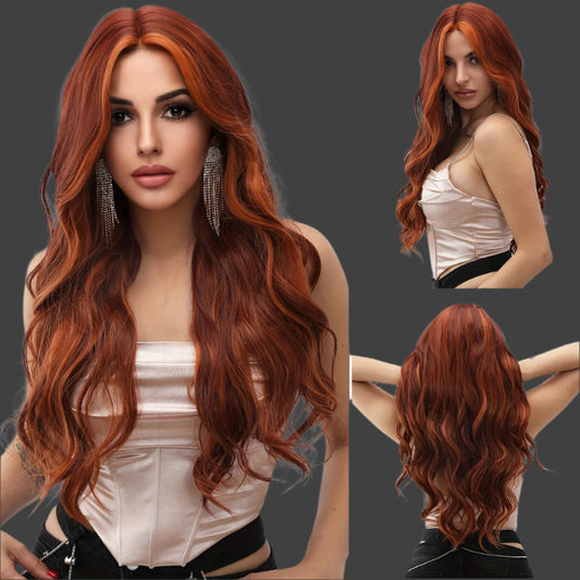 AKA;  HAZEL.  Bronze Highlights Curly Hair-non-adhesive Synthetic Lace Front Wig, Creating A Casual Style-long, Curly And Natural-very Suitable For Everyday Wear, Parties