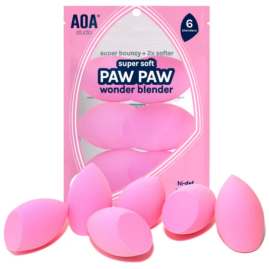 Makeup Sponge Set Makeup Blender Latex Free and High-definition Super Soft Set of 6 Makeup Blender For Powder Cream and Liquid, Beauty Cosmetic Beveled Shape (Pink)