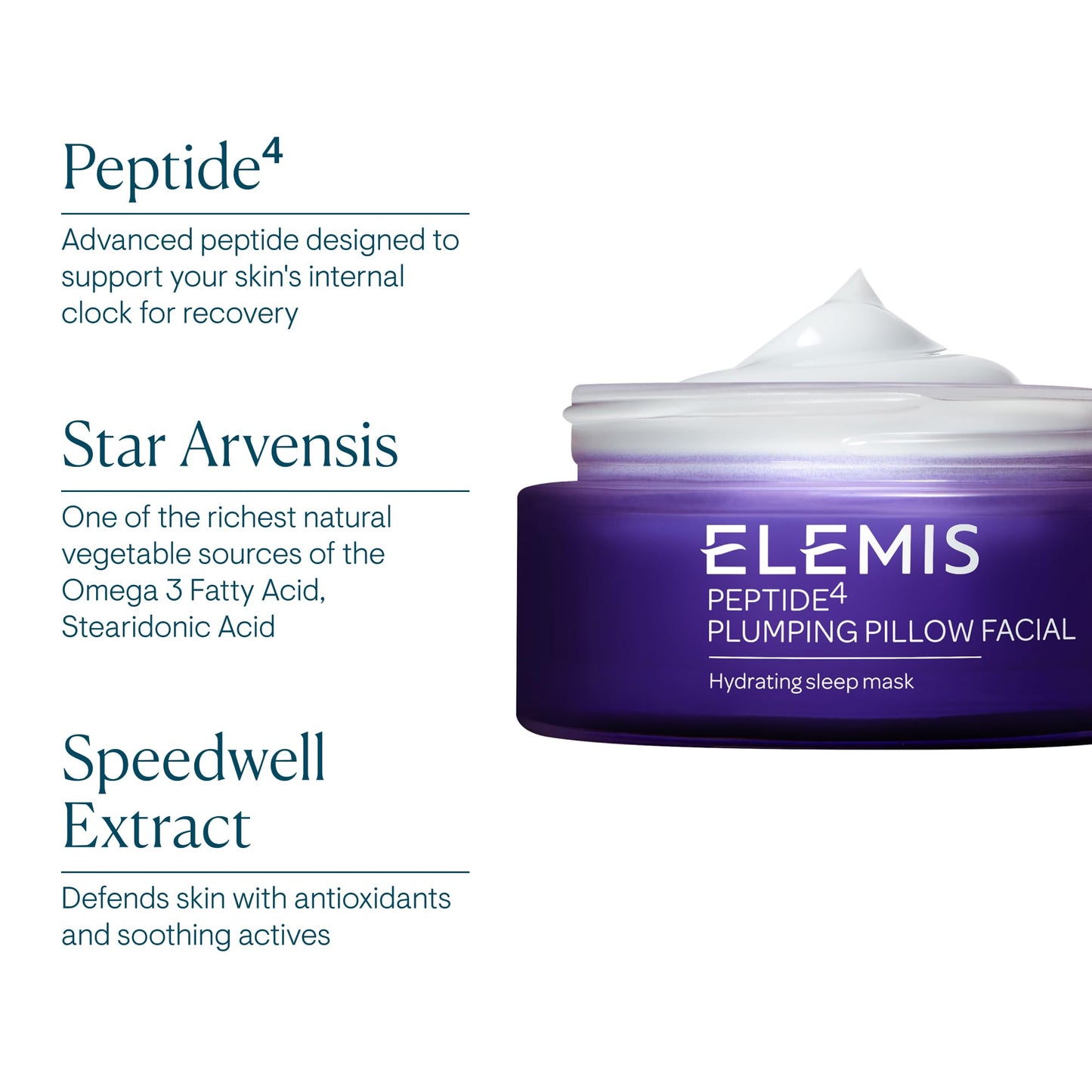 ELEMIS Peptide4 Plumping Pillow Facial Cooling Gel Sleep Mask Refreshes, Replenishes and Rehydrates for Radiant, Well-Rested Skin Overnight 50 mL