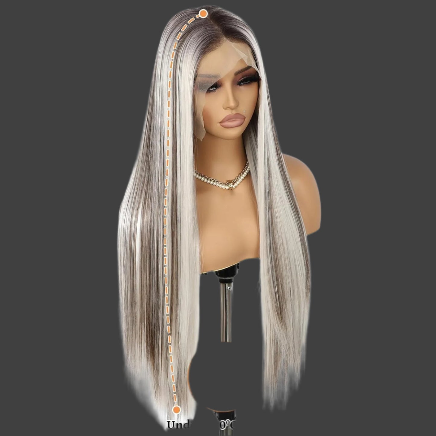 AKA:  LYDIA FALL AND LYDIA BLONDE.  13×6 Straight Synthetic Lace Front WigHighlight Wig Ombre Platinum Blonde Wigs with Brown Pre-plucked Hairline Heat Resistant Wig for Daily Use 26 Inches