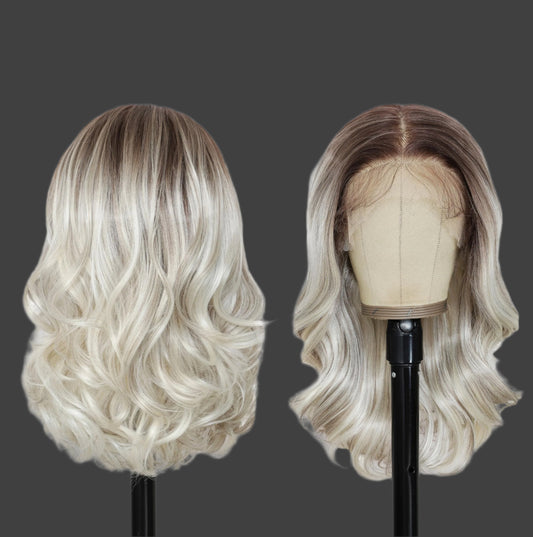 Ombre Platinum Blonde 13×6 HD Lace Front Wigs Synthetic Glueless Pre Layered