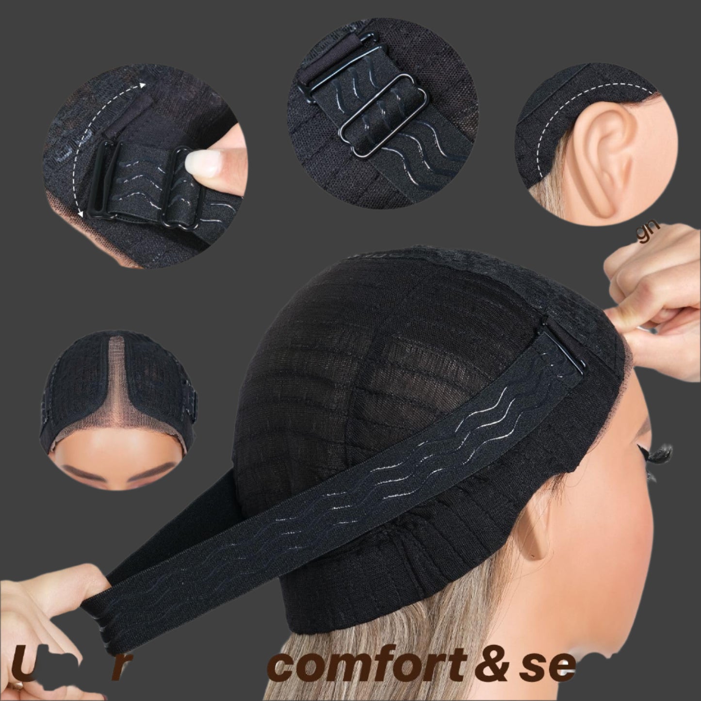 Ombre Blonde Wear and Go Glueless Wigs Pre Plucked Pre Cut for Beginners Synthetic Lace Front Wigs With Bangs Blonde Long Layered Straight Wigs 26 Inch 3 Seconds to Wear for Beginners
