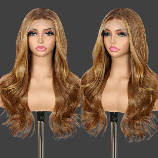 AKA TAURUS.   Honey Blonde Lace Front Wig 13x4 Pre Plucked Body Wave Synthetic Lace Front Wig for Women Highlight Heat Resistant Hair 22 Inch Daily Use